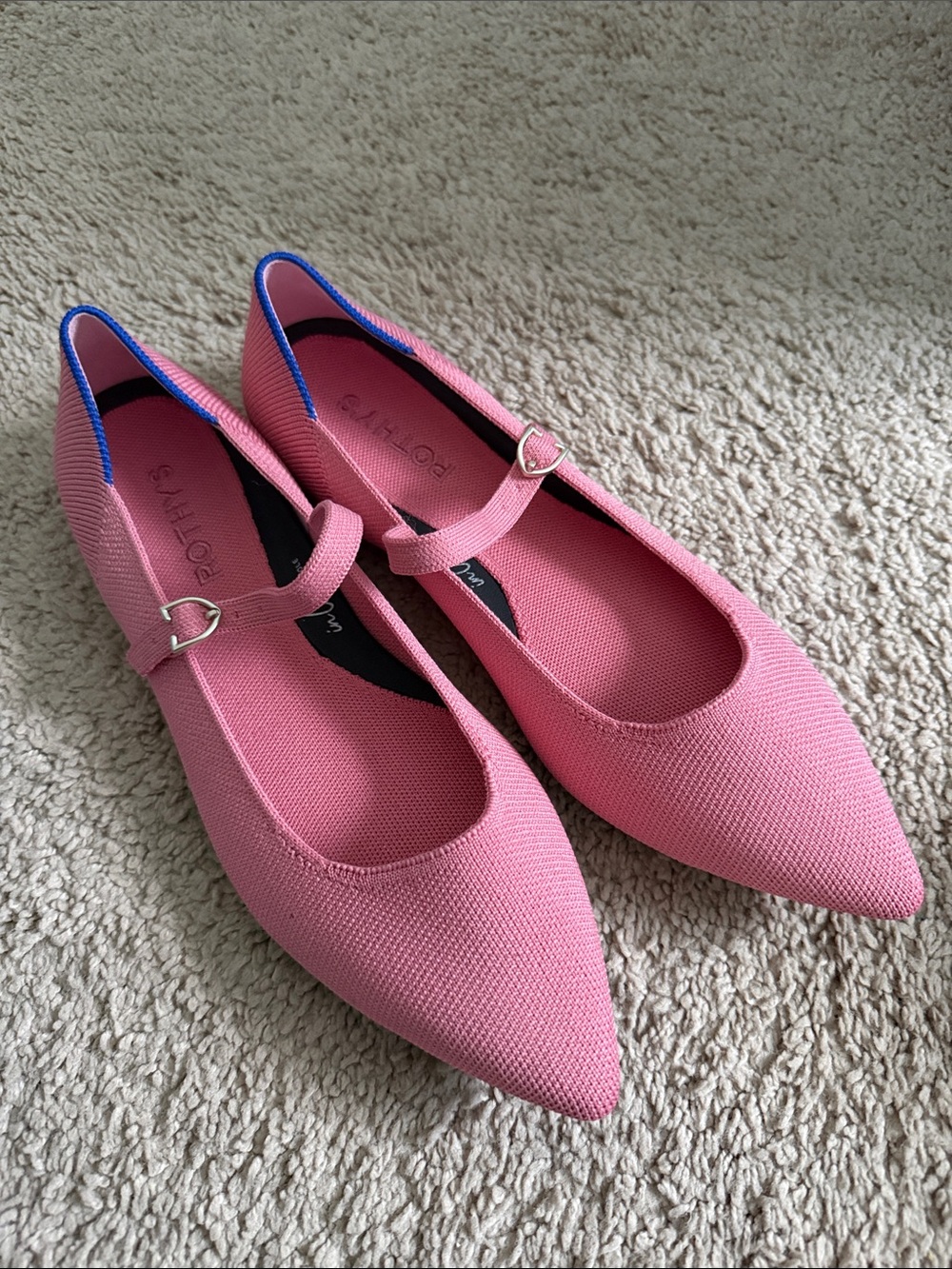 Rothy's Pink Pointed Mary Jane Flats
